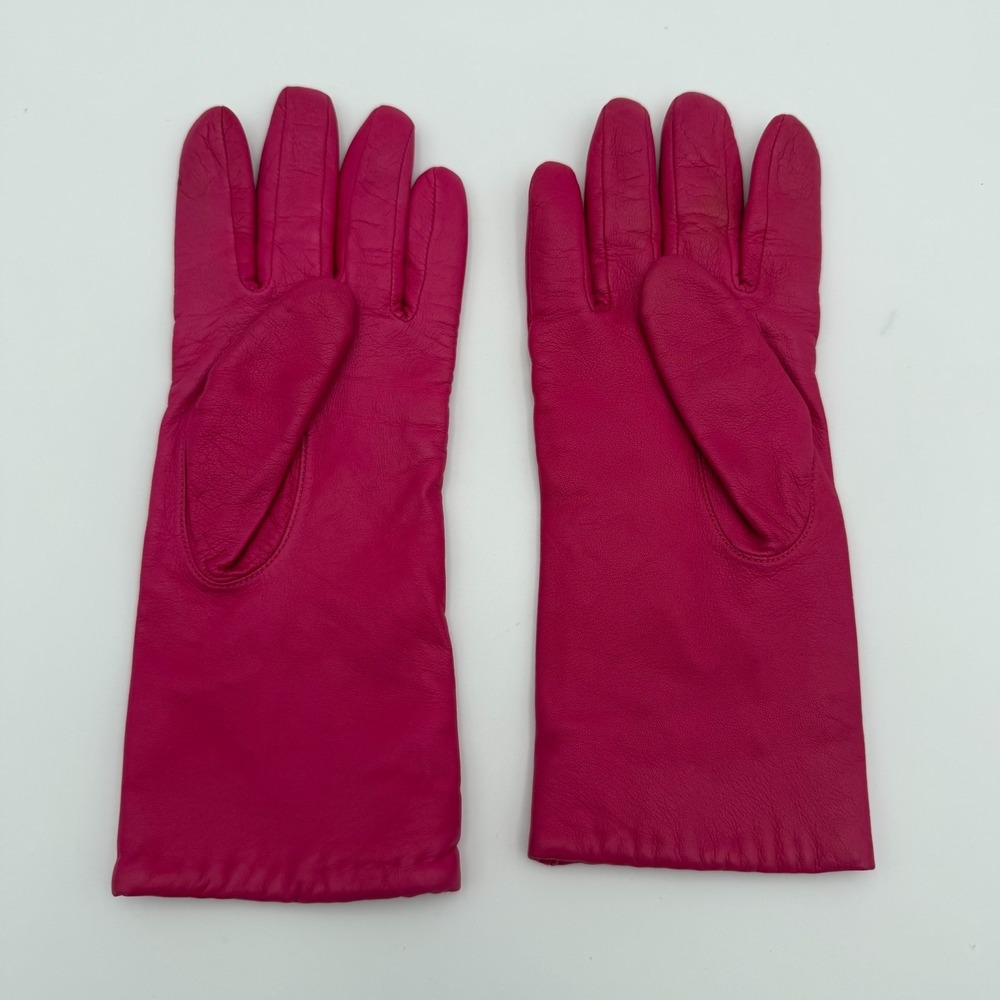 Vintage Mixit Leather gloves pink womens biker barbie Lined JCPenny size 7.5